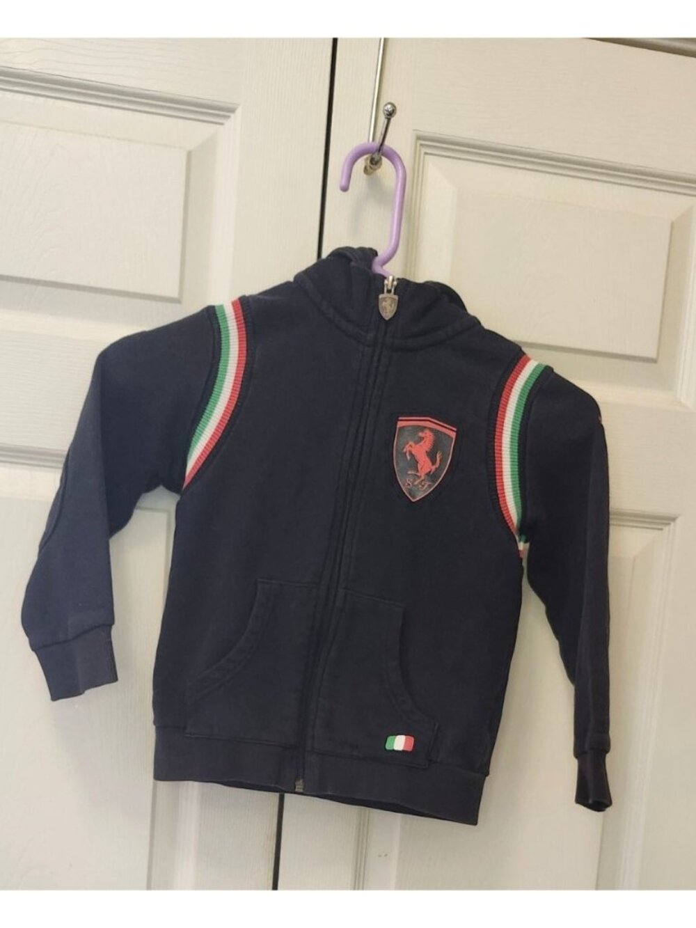 Scuderia Ferrari Kids Puma Black Zip-Up Hoodie Sweatshirt Logo F1 Size 5